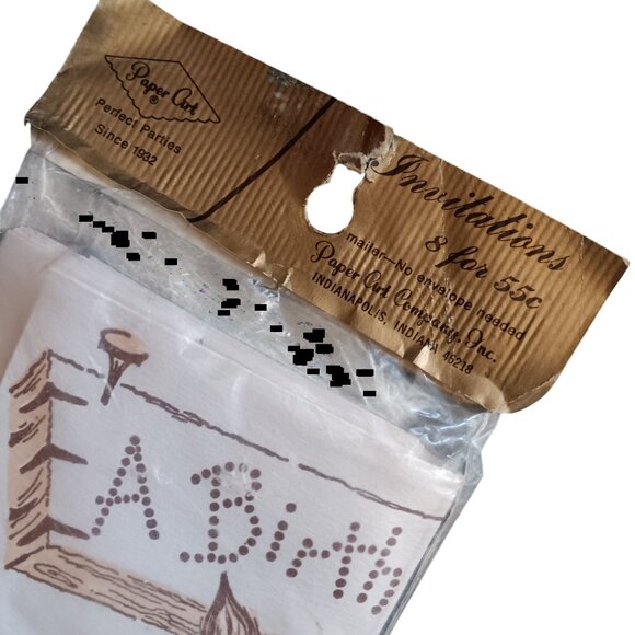 Vintage Paper Art Cowboy Raccoon Birthday Invitations 8-Pack Cards Envelopes - Picture 3 of 3